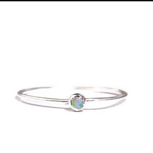 White Fire Opal Skinny Stacking Ring